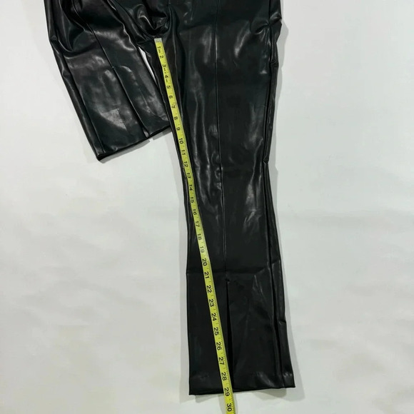 Abercrombie The Skinny Ultra High Rise Pants Faux Leather Black Split Hem - Picture 8 of 10